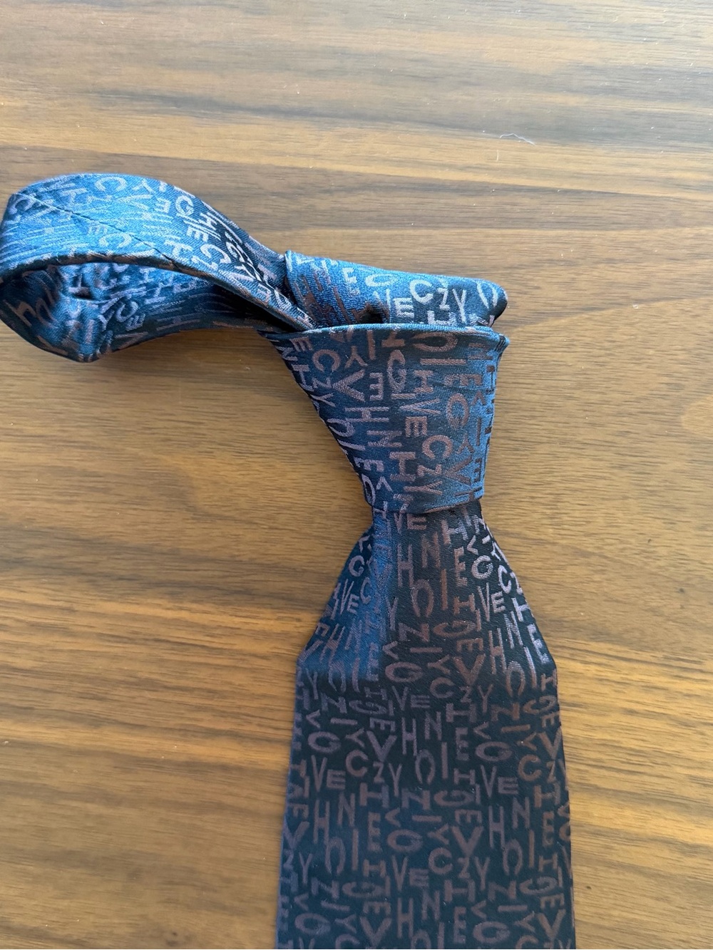 Givenchy Blue and Brown Logo Silk Tie